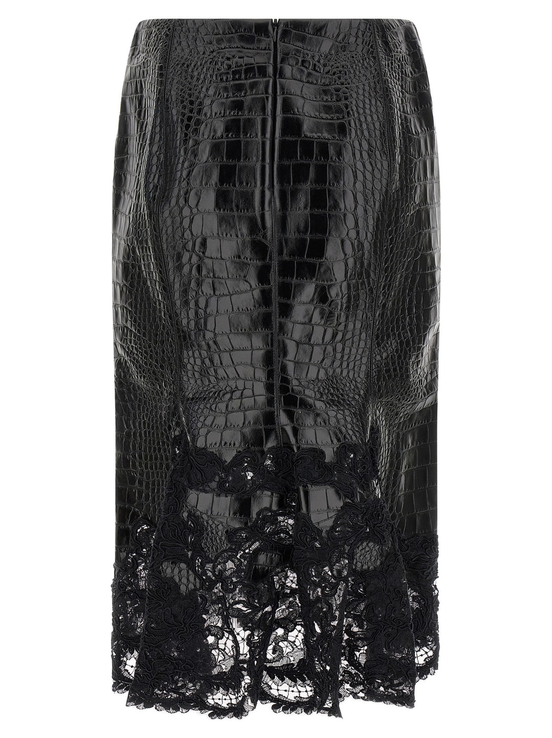 Ermanno Scervino Coconut Print Sheath Skirt With Lace Skirts - Black | 83e0f308e8c6f4f4e3661a64d261b019996ebed4