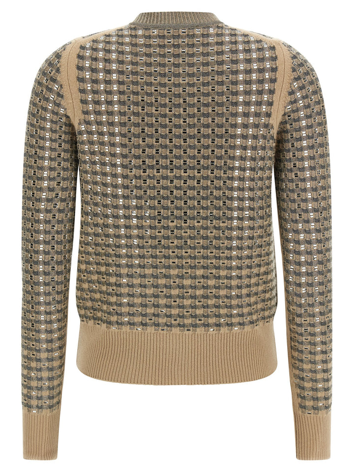 Ermanno Scervino Check Cardigan With Crystals Sweaters and Cardigans - Beige | 65996c01c0b26c53e1353fcb195f3c5543399bac