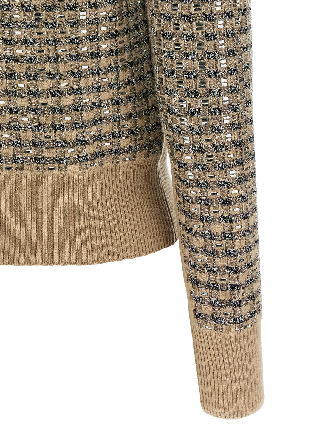Ermanno Scervino Check Cardigan With Crystals Sweaters and Cardigans - Beige | dfb510a74cf8ac743c821cdb783e4336e88da8b6