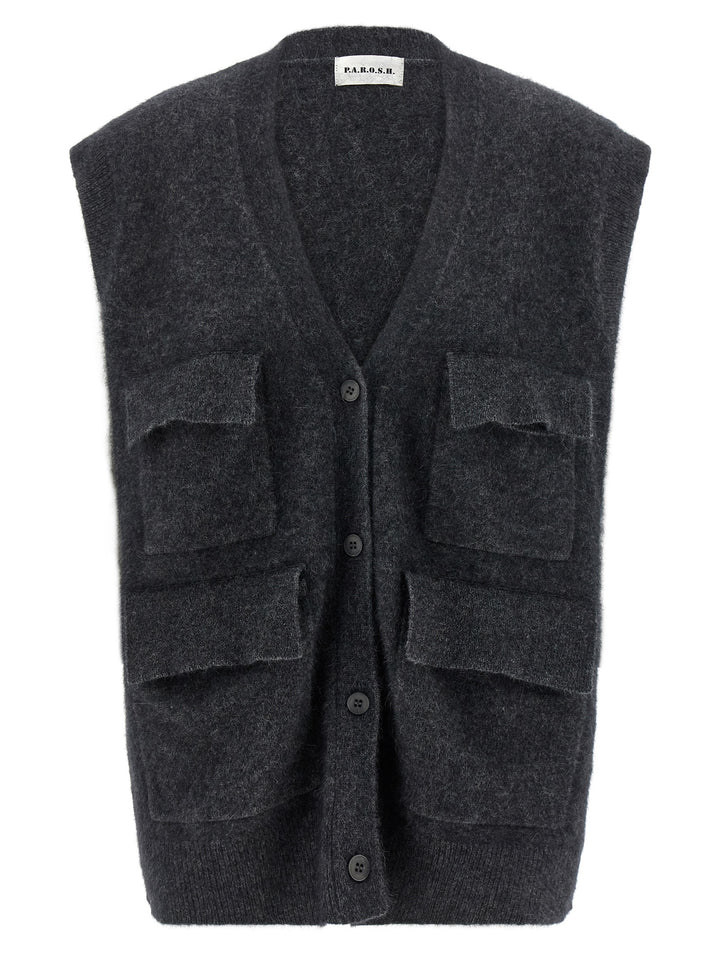 P.A.R.O.S.H. Lacoon Gilet - Gray | b385527a85241ca68e3cce961f294a6db12a379d