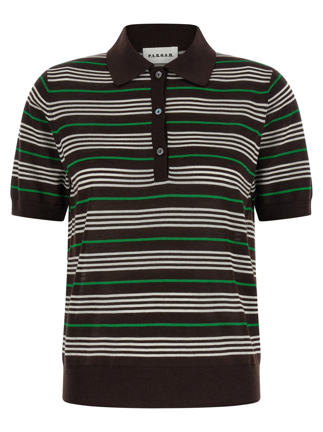 P.A.R.O.S.H. Listripes Polo - Brown | 932eb24247f9e45fefb88e81df5a296e5fa15c7f