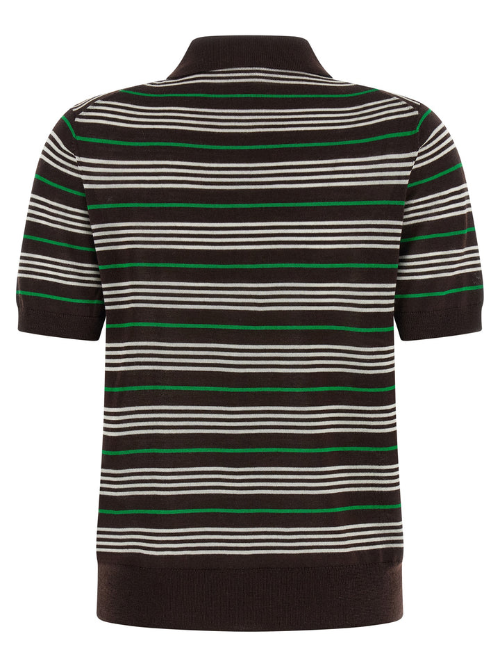 P.A.R.O.S.H. Listripes Polo - Brown | fec6d48b7a10fca316da0bc4fa4ec623215bbd90