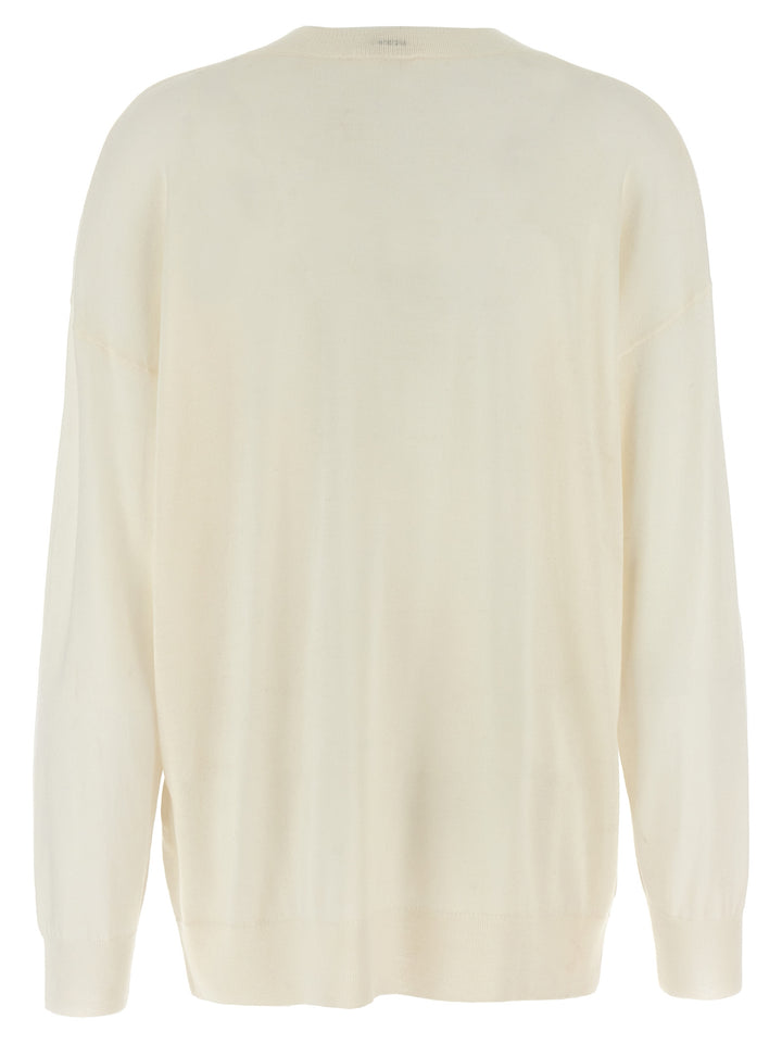 Crew-Neck Sweater Sweater, Cardigans White