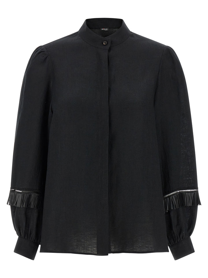 Kiton Fringed Shirt Shirt and Blouse - Black | c93d74dd607ab664fe924c02be757758f1bb7715