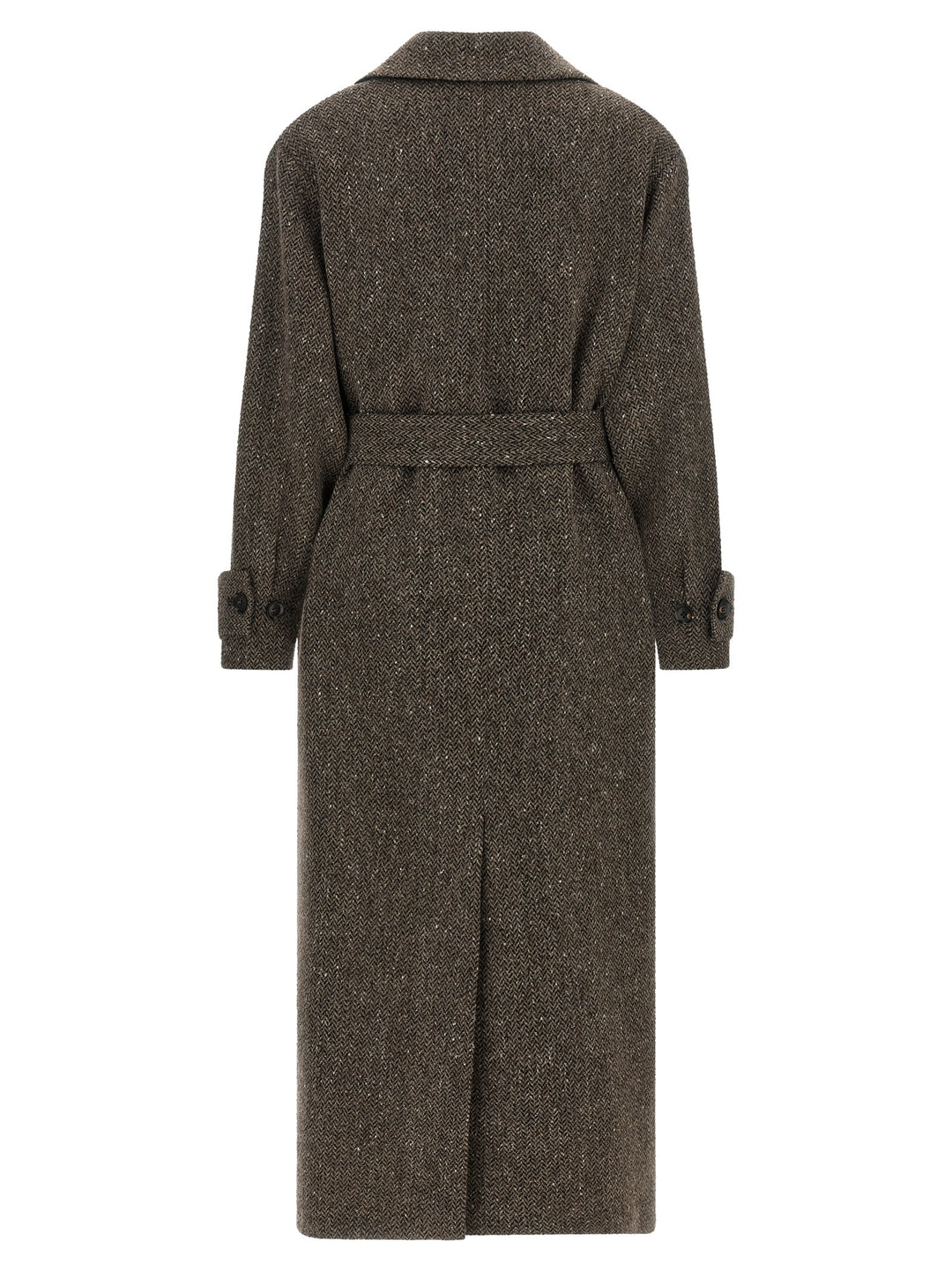 Kiton Chevron Wool Coat Coats and Trench Coats - Brown | 66fc47f878a1da478127e2586ec601132b72c06e