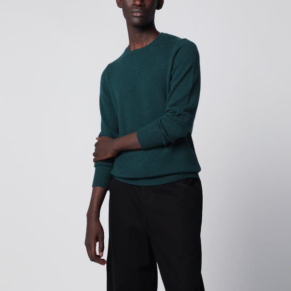 Dark Green Cashmere Crew-Neck Sweater