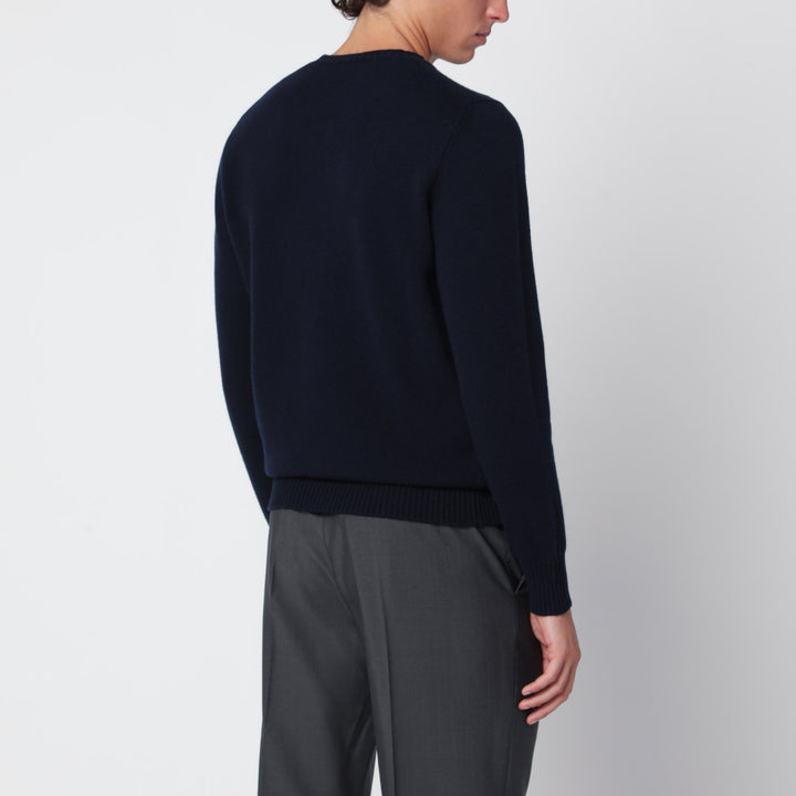 Drumohr Navy Blue Crew-Neck Sweater In Cashmere