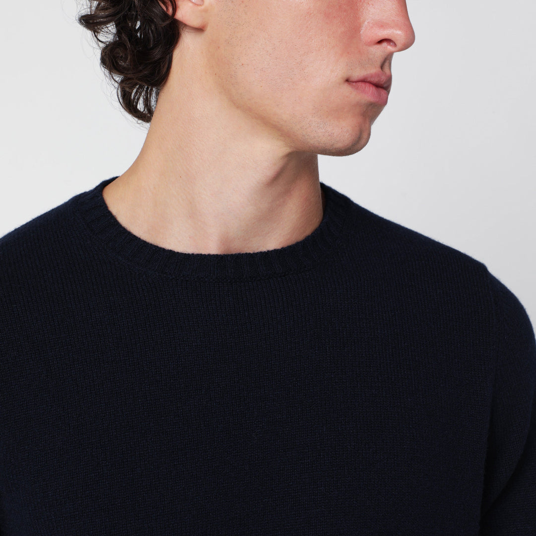 Drumohr Navy Blue Crew-Neck Sweater In Cashmere