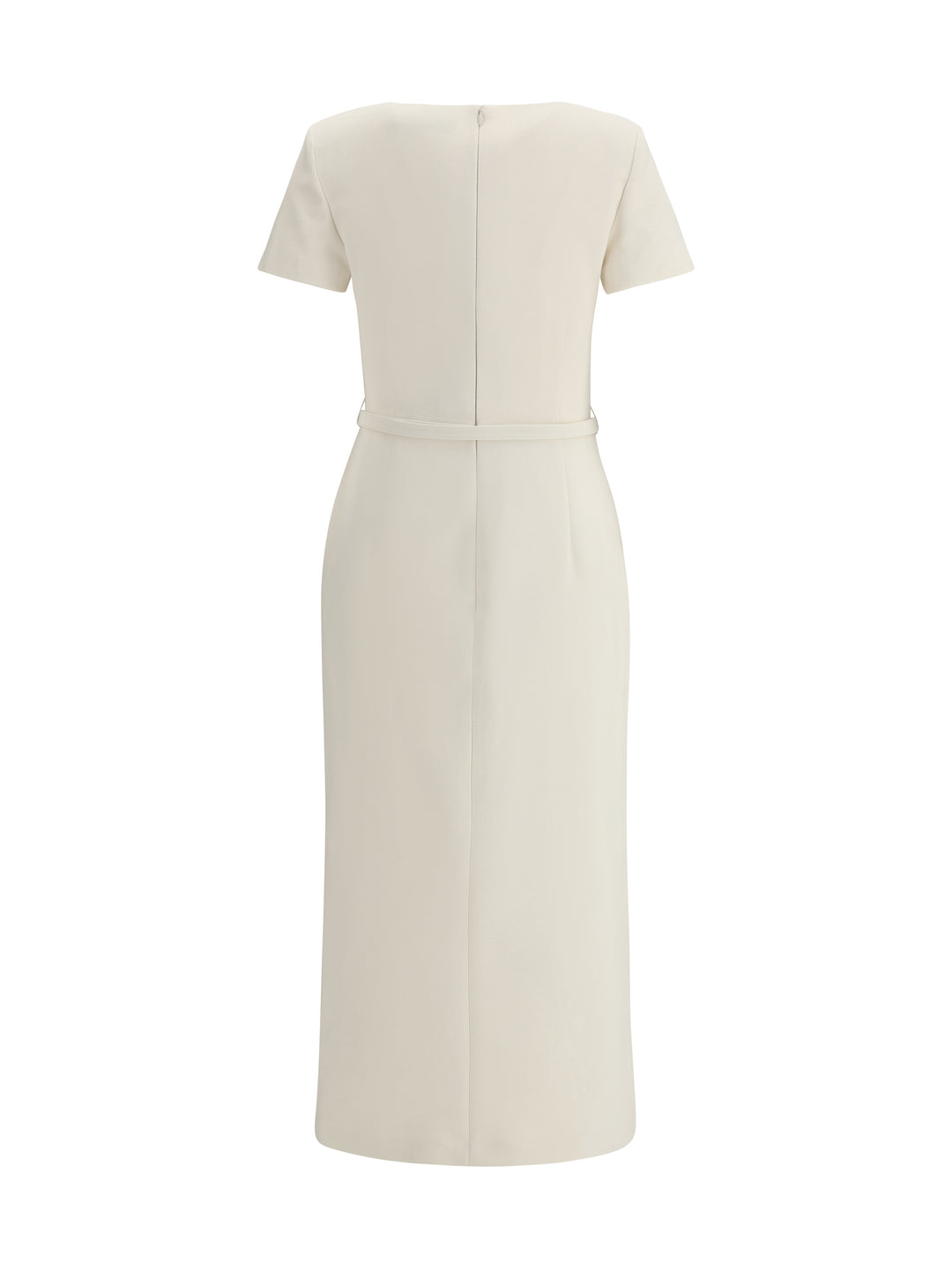 CREAM CREPE BUTTON MIDI DRESS