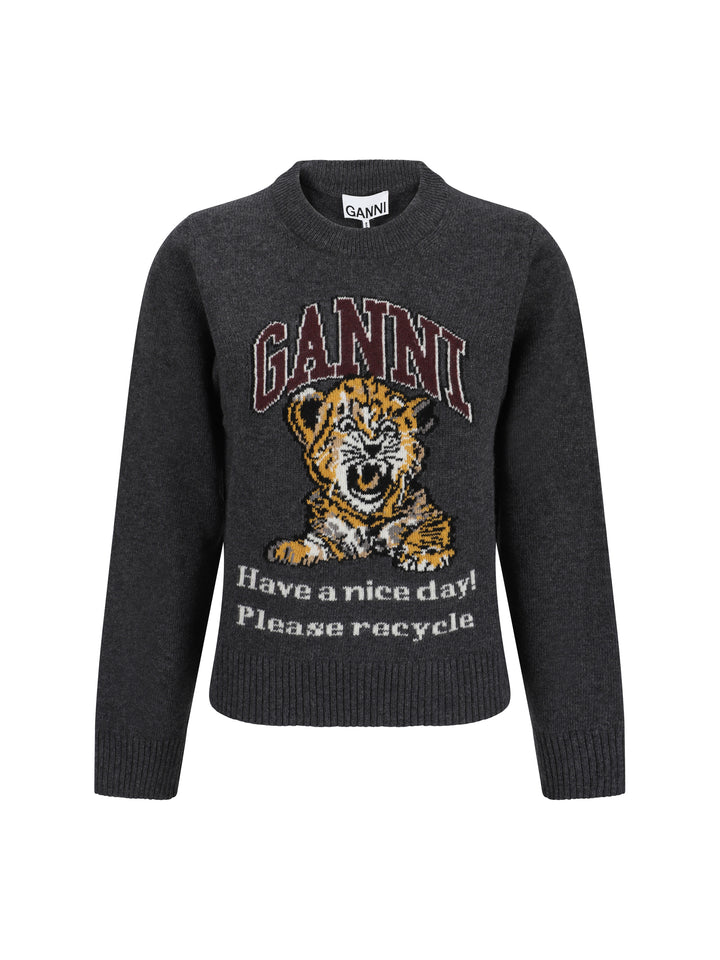 GRAPHIC WOOL MIX TIGER CREWNECK