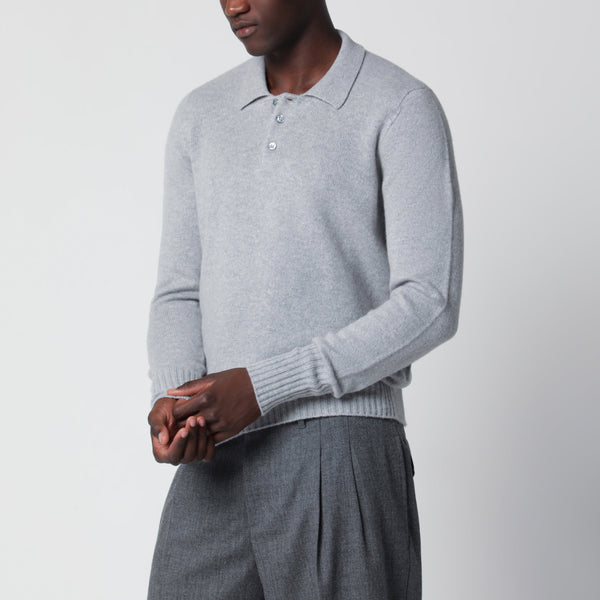 Light Grey Wool Polo Shirt