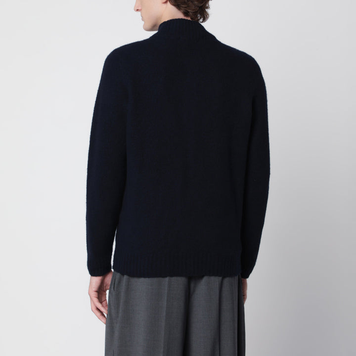 Drumohr Blue Zip-Up Cardigan In Wool