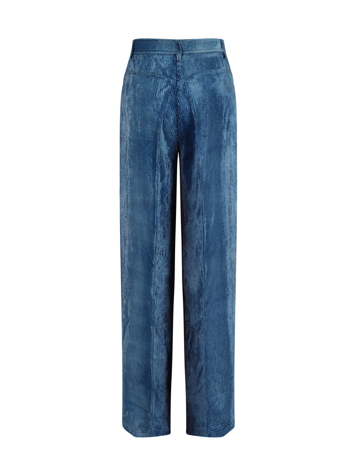 DEGRADÉ DENIM VELVET WIDE LEG PANTS