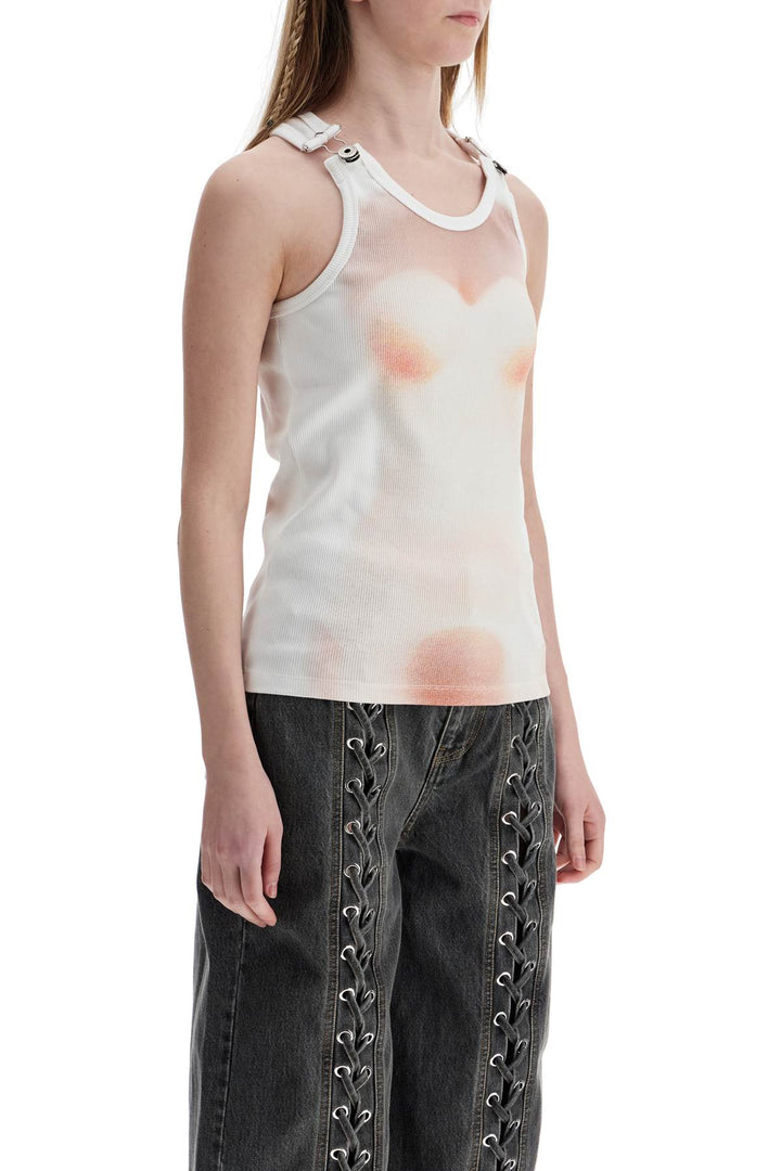 White Cotton Top With Leather Print Le Classique