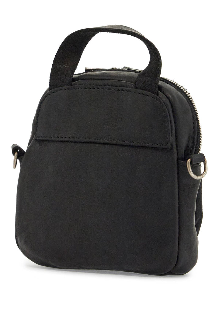 Mini Backpack In Black Horse Leather With Handle And Straps