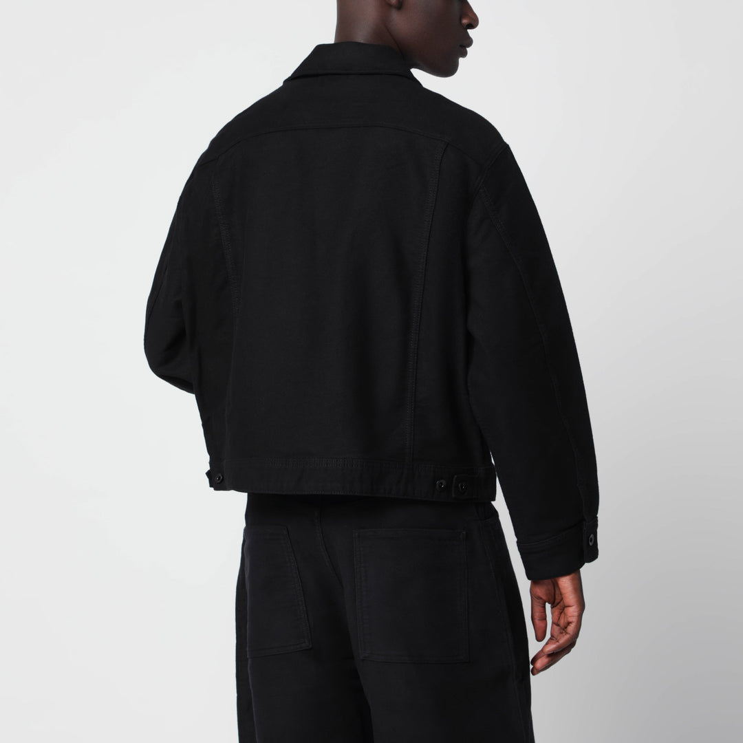 Studio Nicholson Chaqueta Derby Negra En Moleskin De Algodón