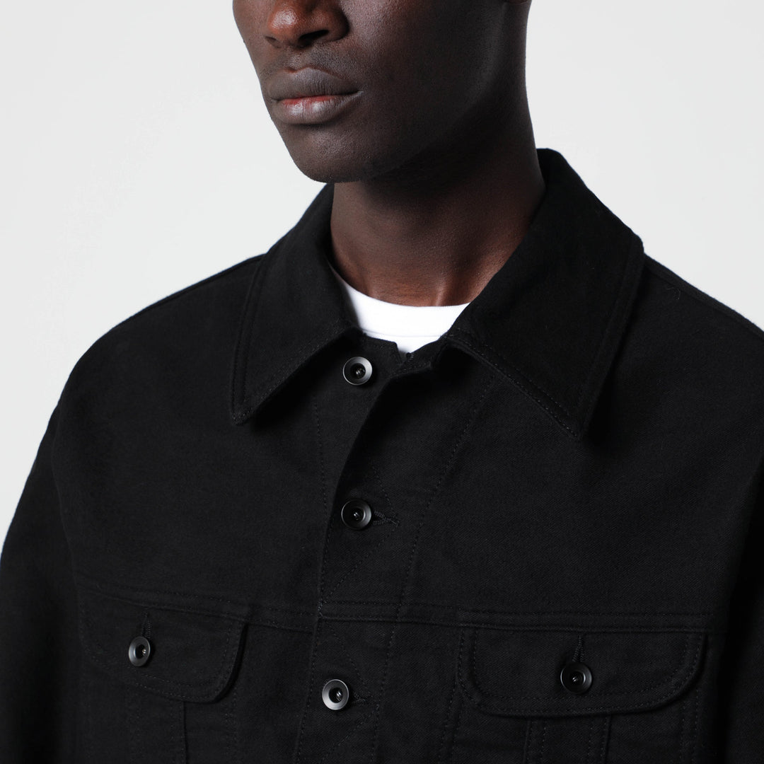 Studio Nicholson Chaqueta Derby Negra En Moleskin De Algodón