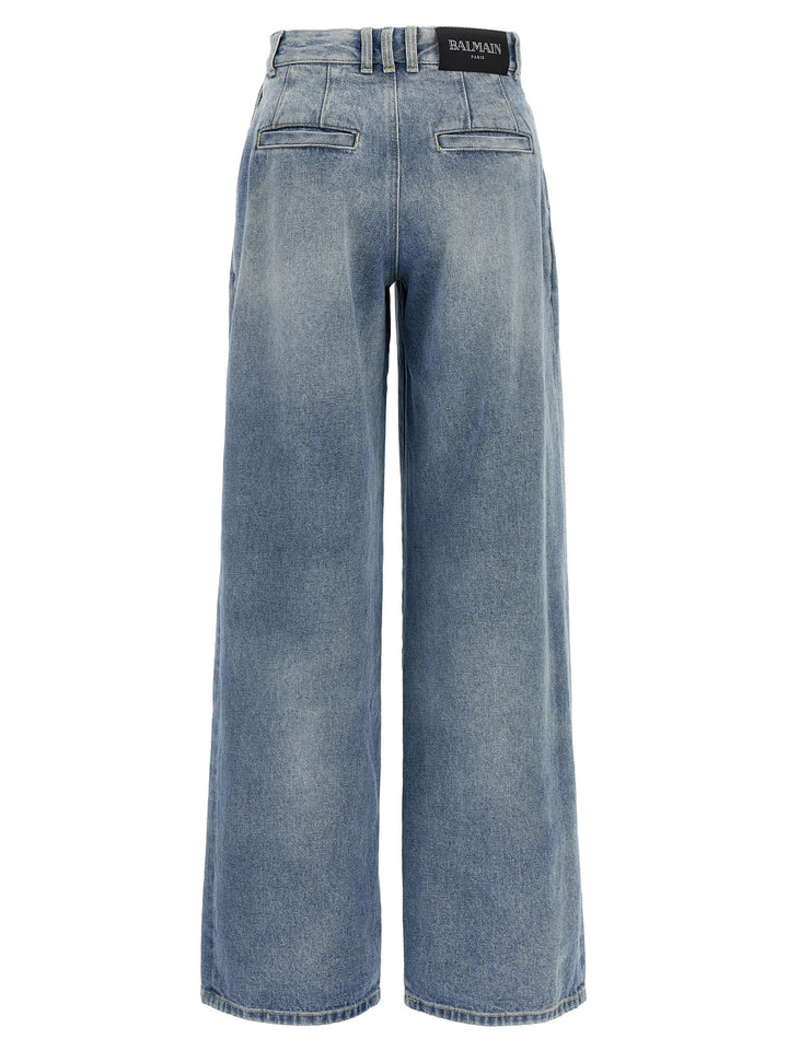 Pleated Jeans Light Blue