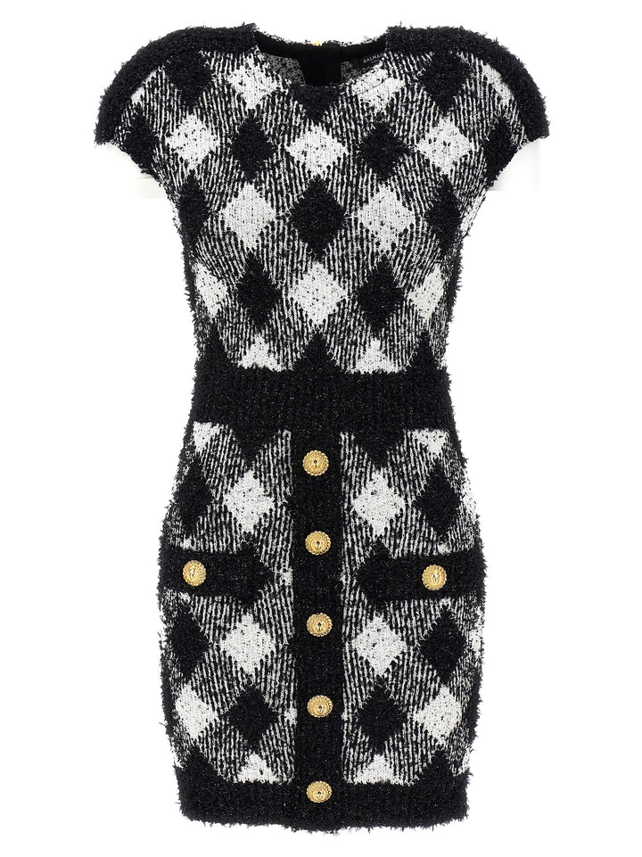 Vichy Tweed Dress Dresses White/Black