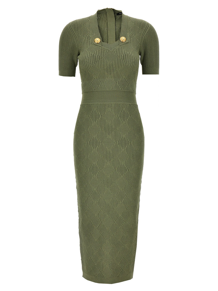 Openwork Knit Dress Dresses Green