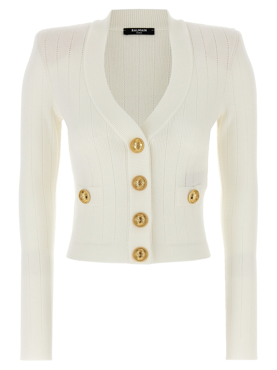 Logo Buttons Cardigan Sweater, Cardigans White