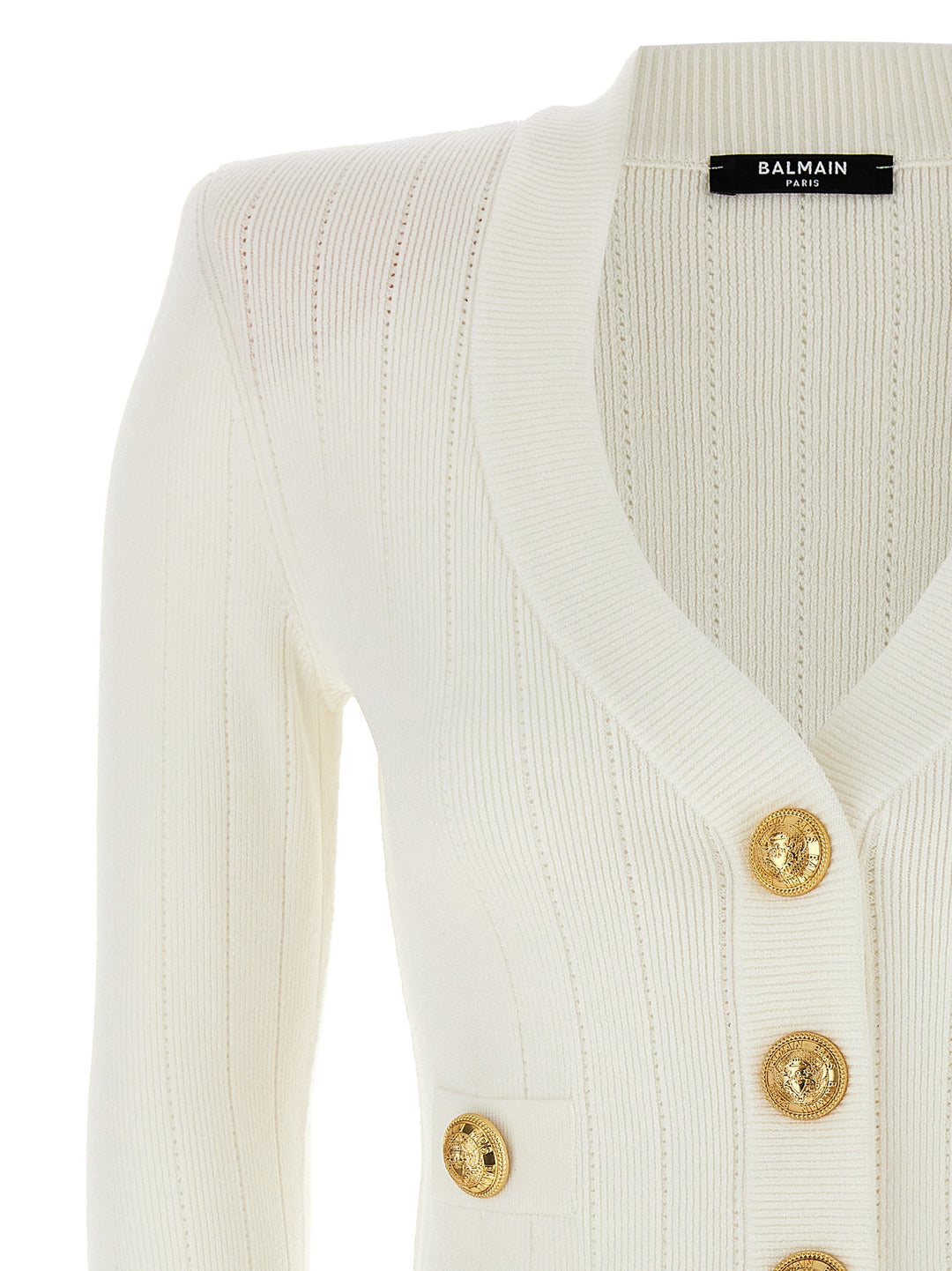 Logo Buttons Cardigan Sweater, Cardigans White