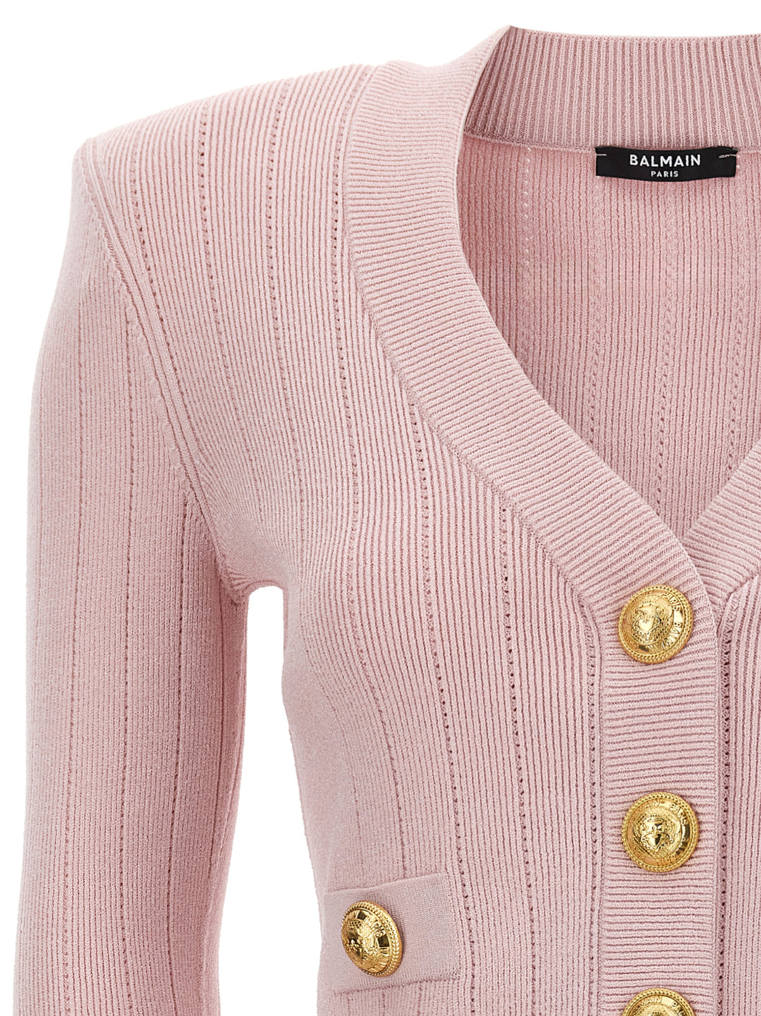 Logo Button Cropped Cardigan Sweater, Cardigans Pink