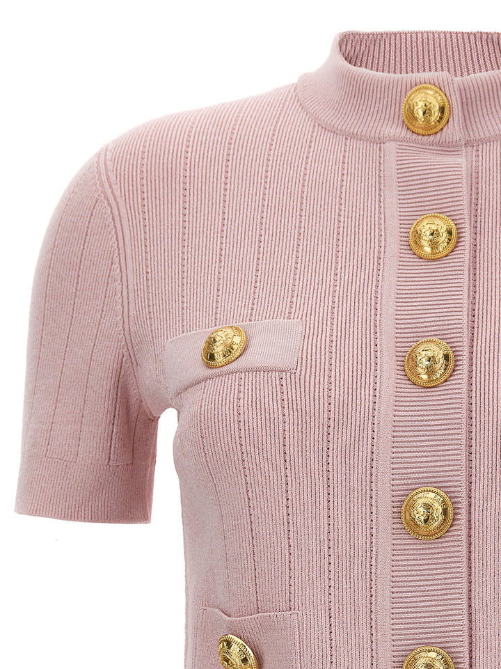 Logo Button Cardigan Sweater, Cardigans Pink