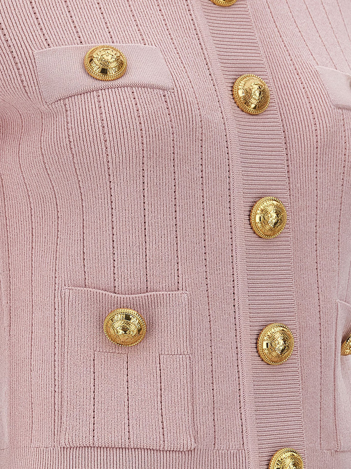 Logo Button Cardigan Sweater, Cardigans Pink