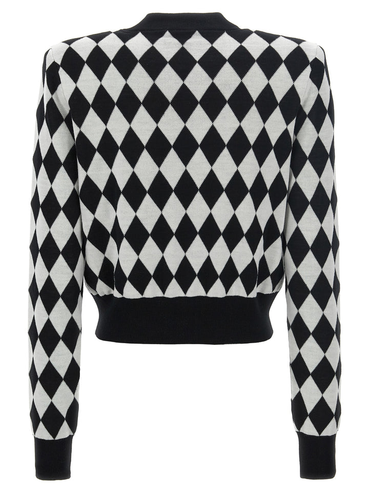 Diamond-Shaped Cardigan Sweater, Cardigans White/Black