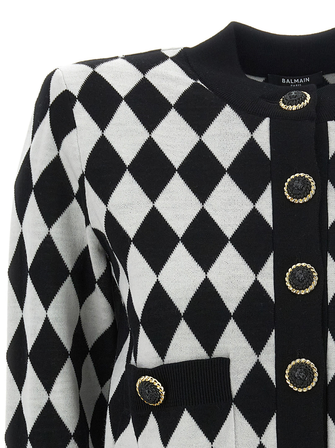 Diamond-Shaped Cardigan Sweater, Cardigans White/Black