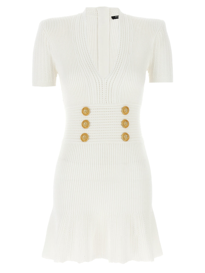 Logo Button Dress Dresses White