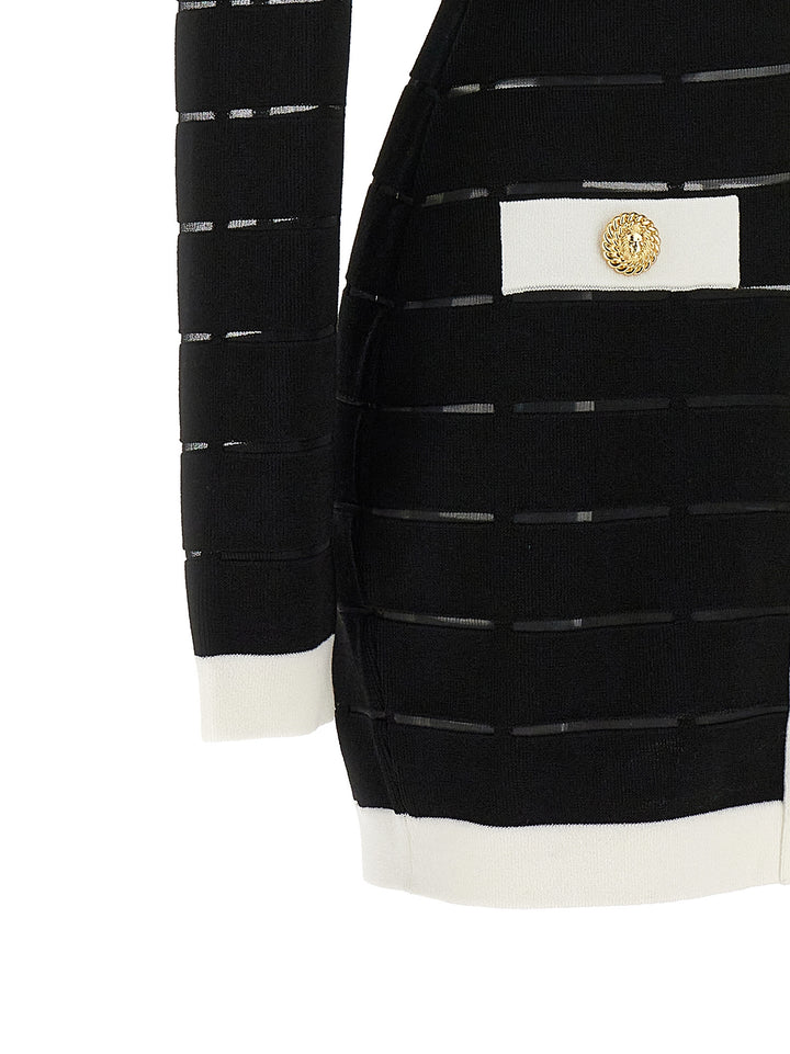 Two-Tone Knit Dress Dresses White/Black