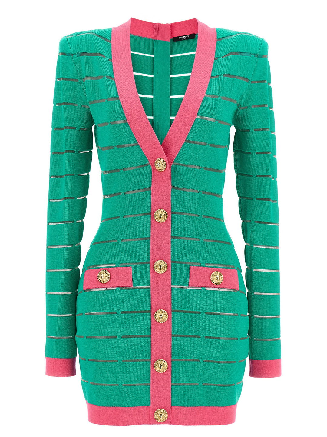 Balmain Two-tone Knit Dress - Green Balmain Two-tone Knit Dress - Green