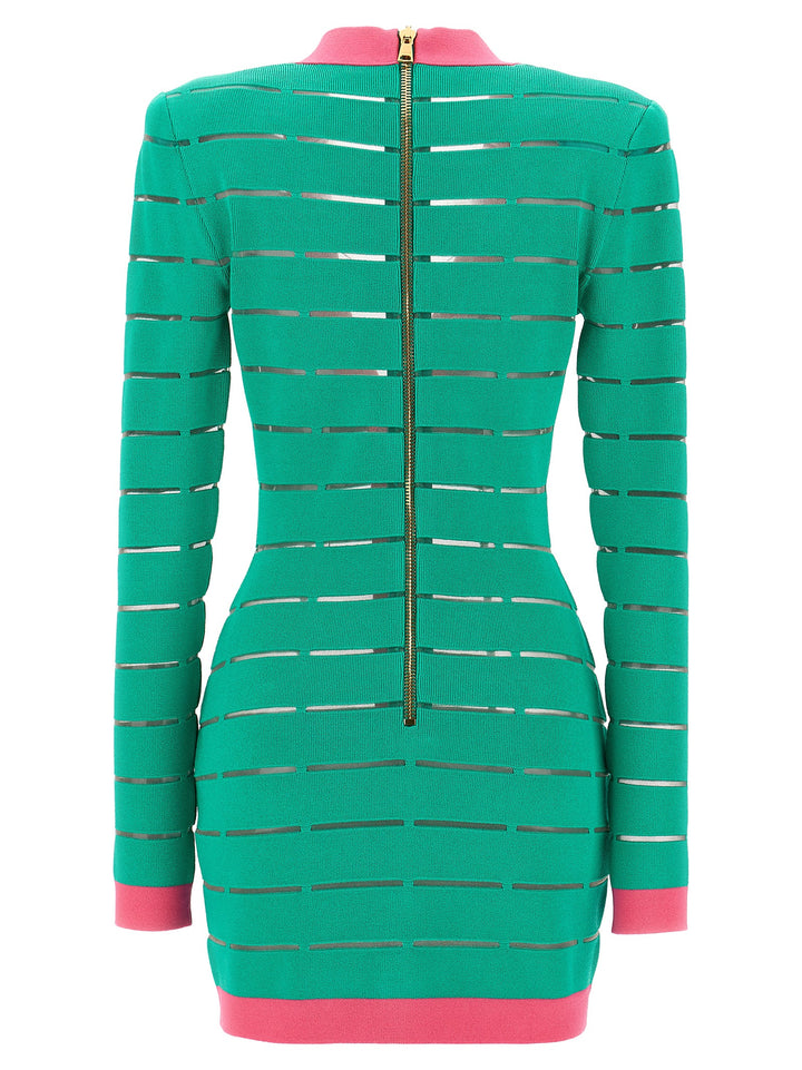 Balmain Two-tone Knit Dress - Green Balmain Two-tone Knit Dress - Green