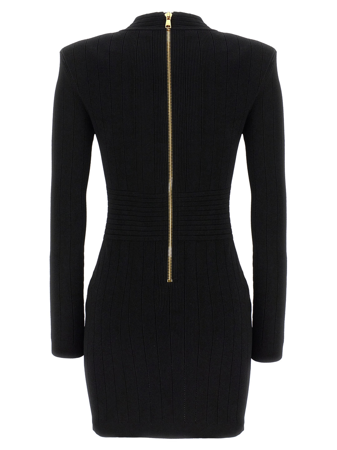 Logo Button Ribbed Dress Dresses Black