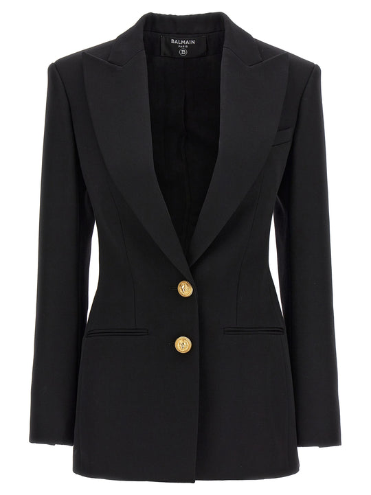 Logo Button Double-Breasted Blazer Blazers Black