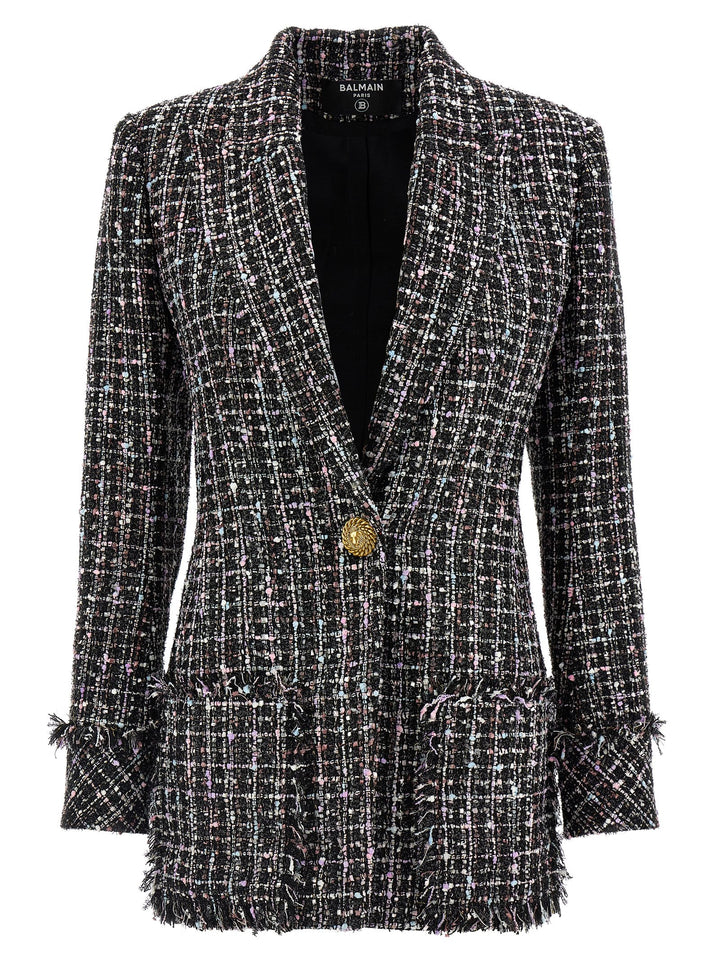 Single-Breasted Tweed Blazer Blazer And Suits Multicolor