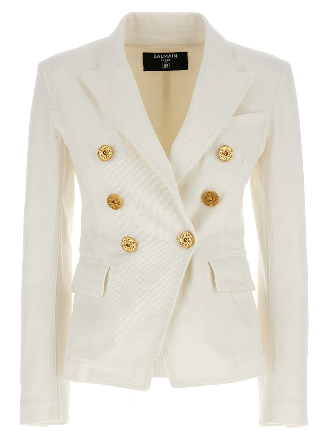 Double-Breasted Denim Blazer Blazer And Suits White