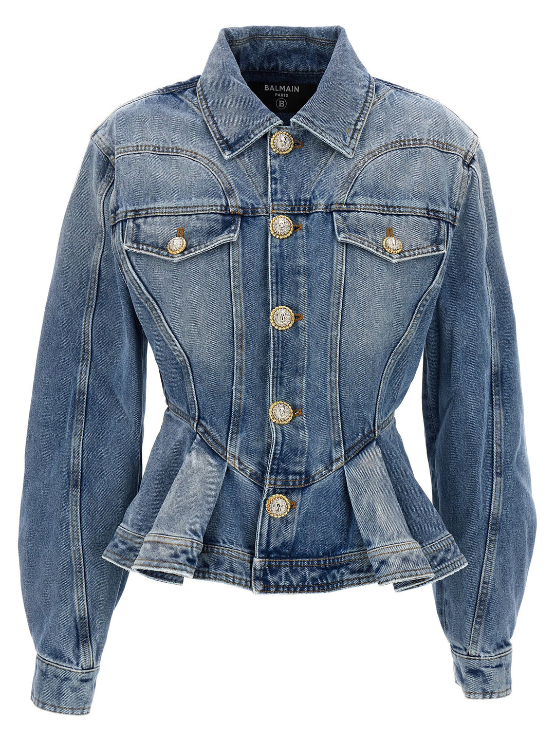 Peplum Denim Jacket Casual Jackets, Parka Light Blue