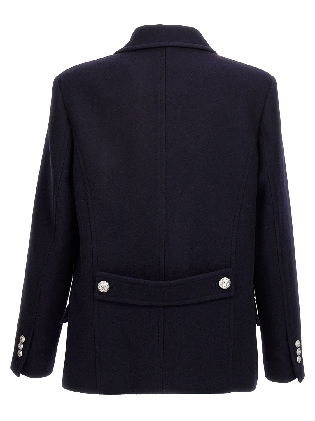 Double-Breasted Coat With Logo Buttons Coats, Trench Coats Blue