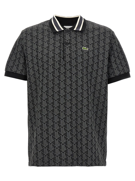 Jacquard Monogram Shirt Polo Black