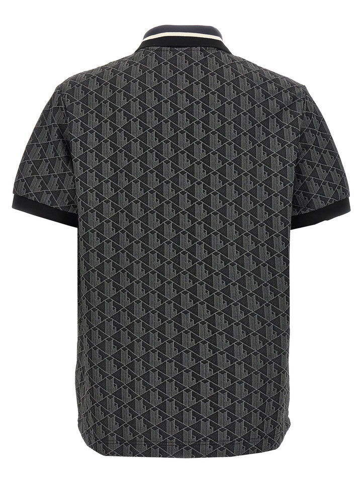 Lacoste Jacquard Monogram  Shirt Polo - Black | c988738c0b867ef33f40b9b5af065ce59a553409
