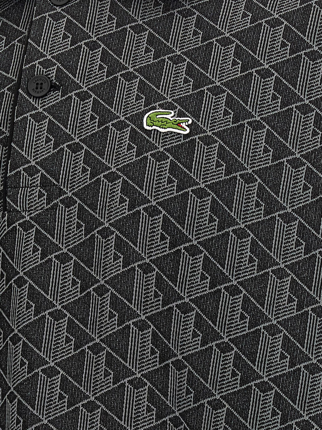 Lacoste Jacquard Monogram  Shirt Polo - Black | 3e30cd781f3db30f9be9a040654eb85f4f809c18
