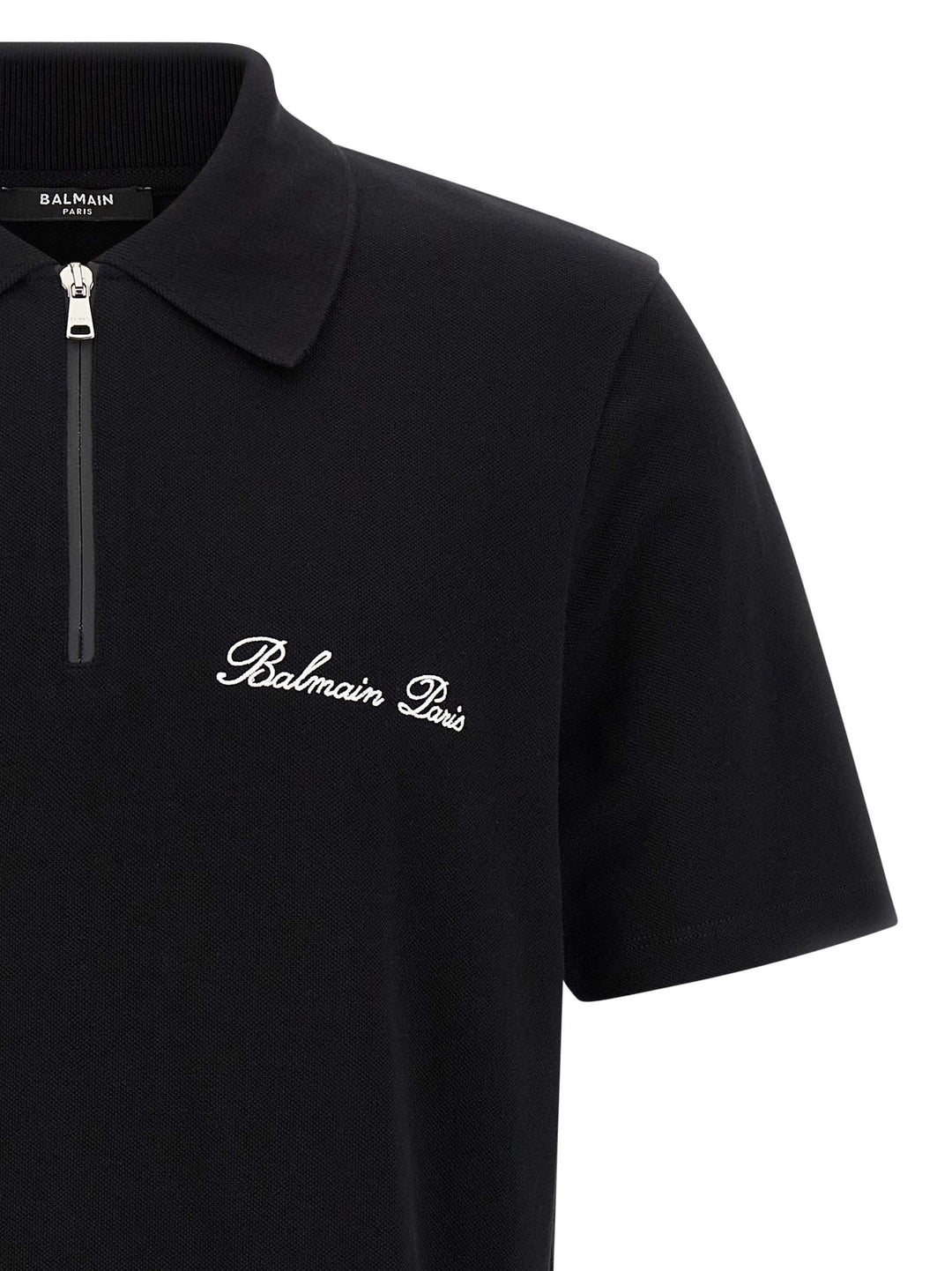Balmain Logo Embroidery  Shirt Polo - White/Black | 9a31623c06d737b32b2a6a064afb1f7c828ce637