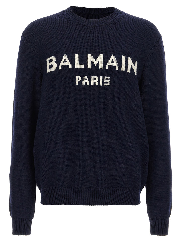 Logo Wool Sweater Sweater, Cardigans Blue