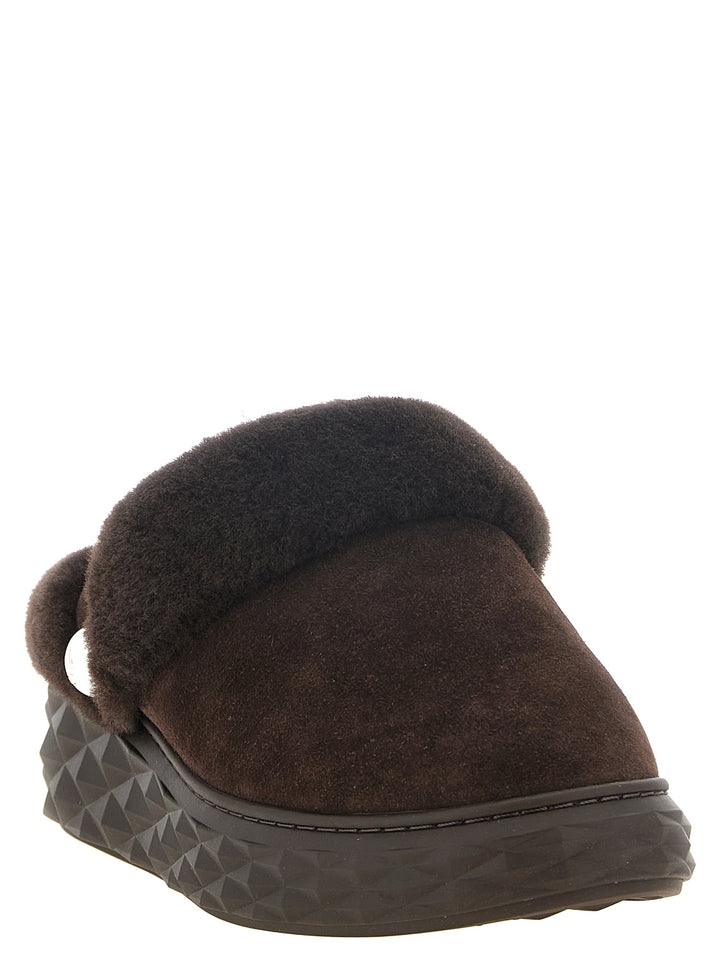 Jimmy Choo Diamond Maxi Mule Flat Shoes Brown
