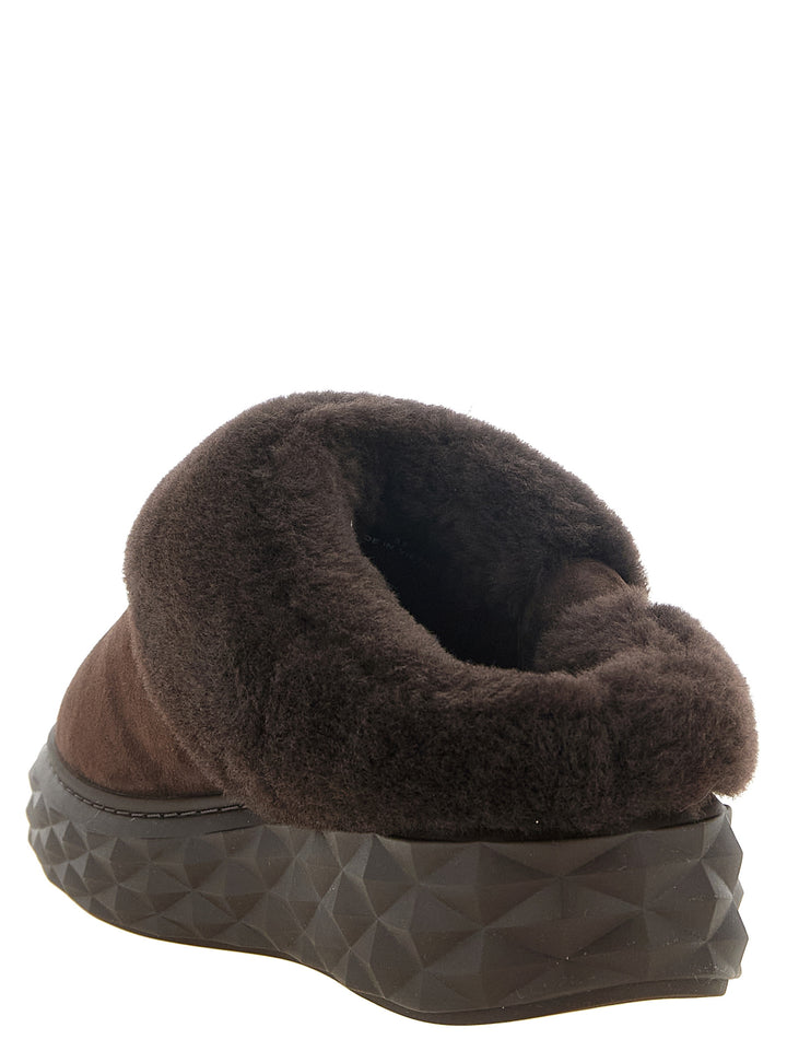 Jimmy Choo Diamond Maxi Mule Flat Shoes Brown