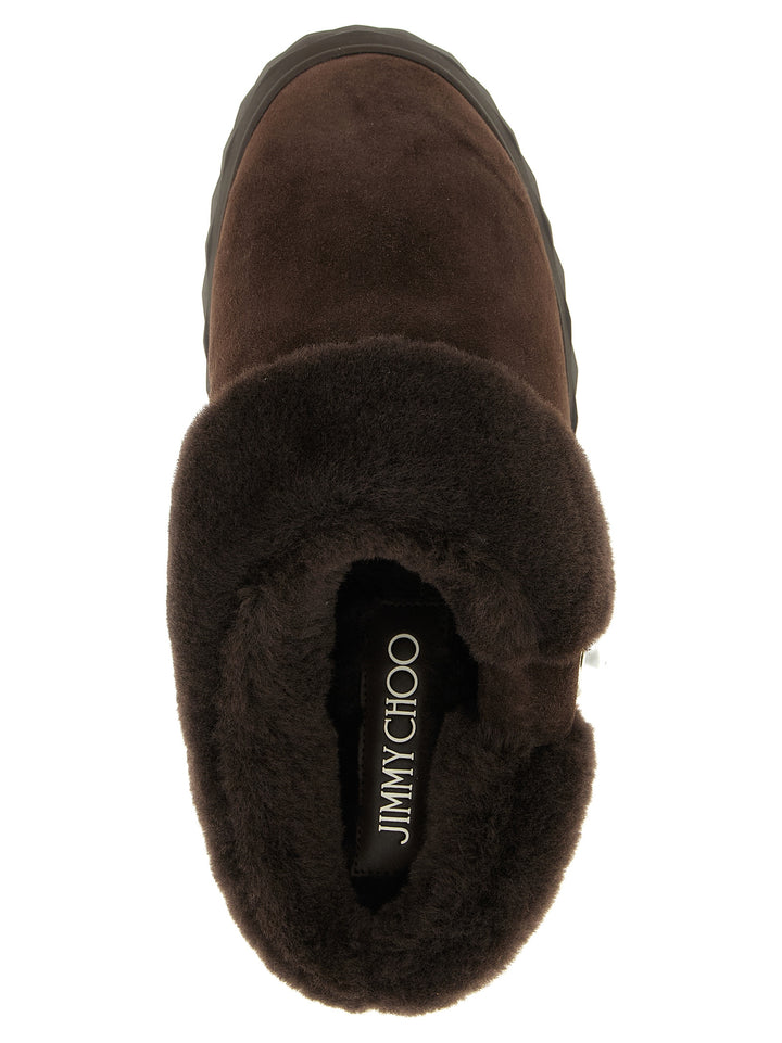Jimmy Choo Diamond Maxi Mule Flat Shoes Brown