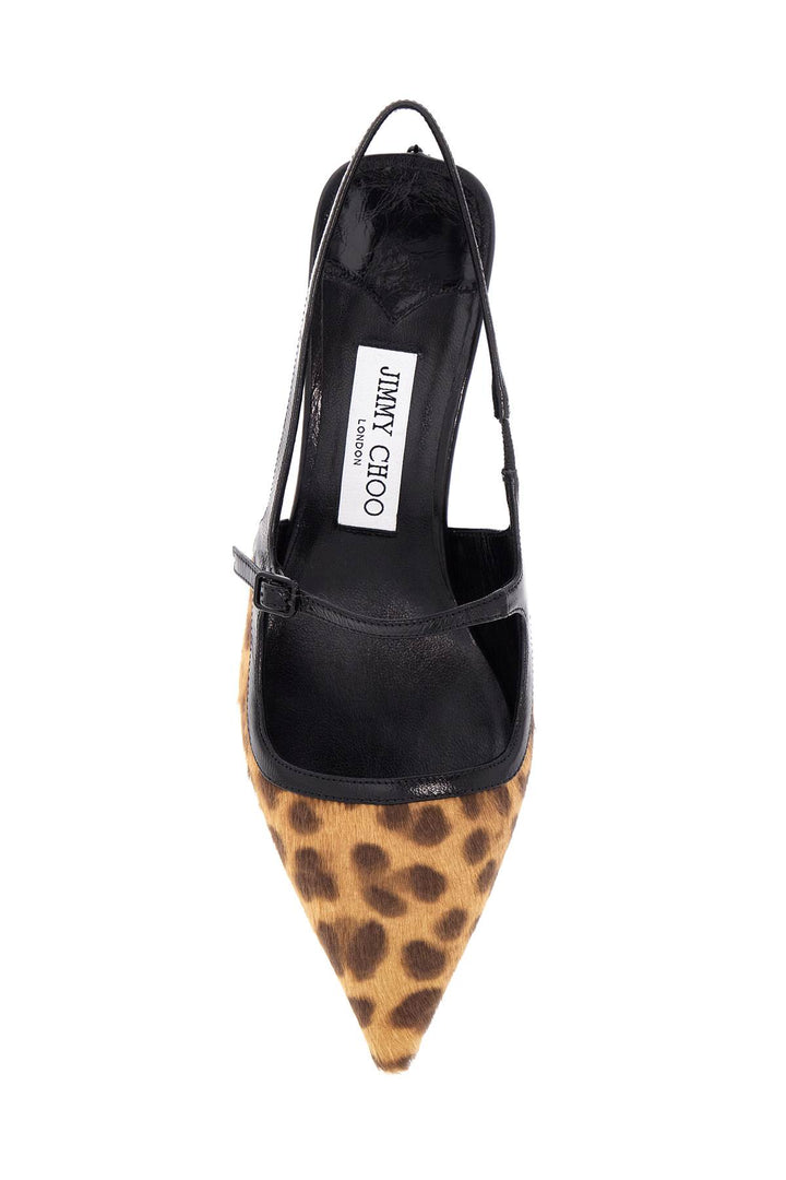 Leopard Print Leather Pumps With 45mm Heel And Pointed Toe